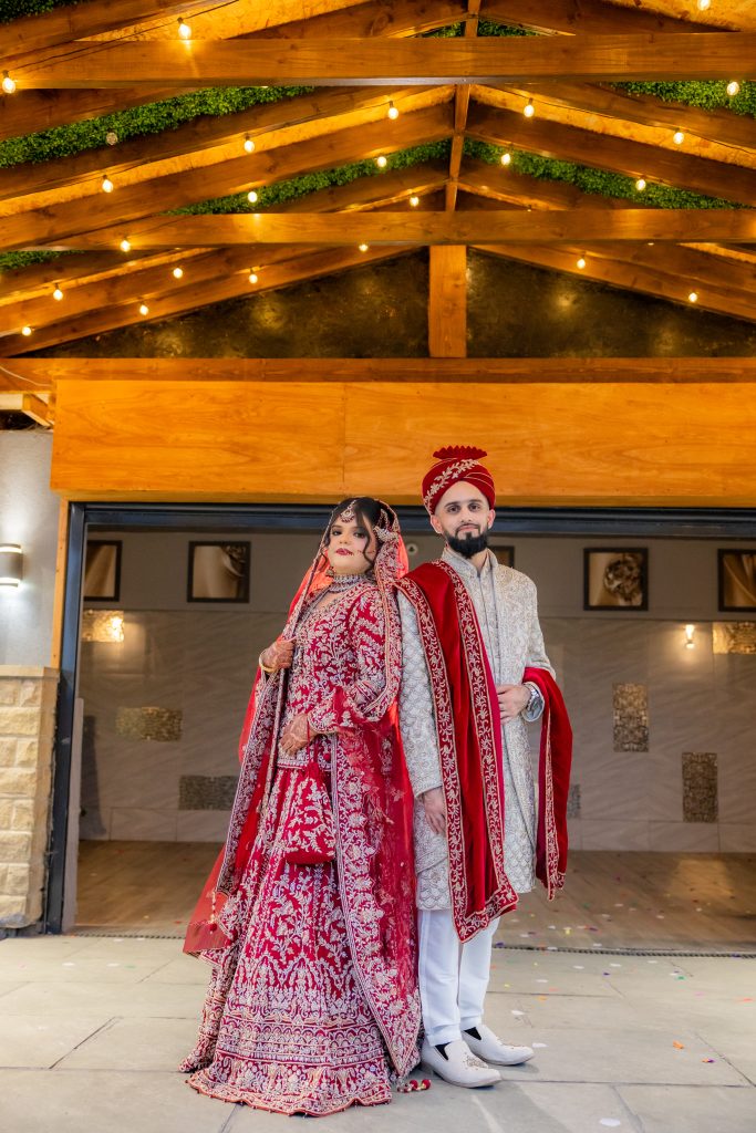 Pakistani Bride and Groom on their wedding day. Captured by Female Asian Wedding Photographer and Videographer Preston